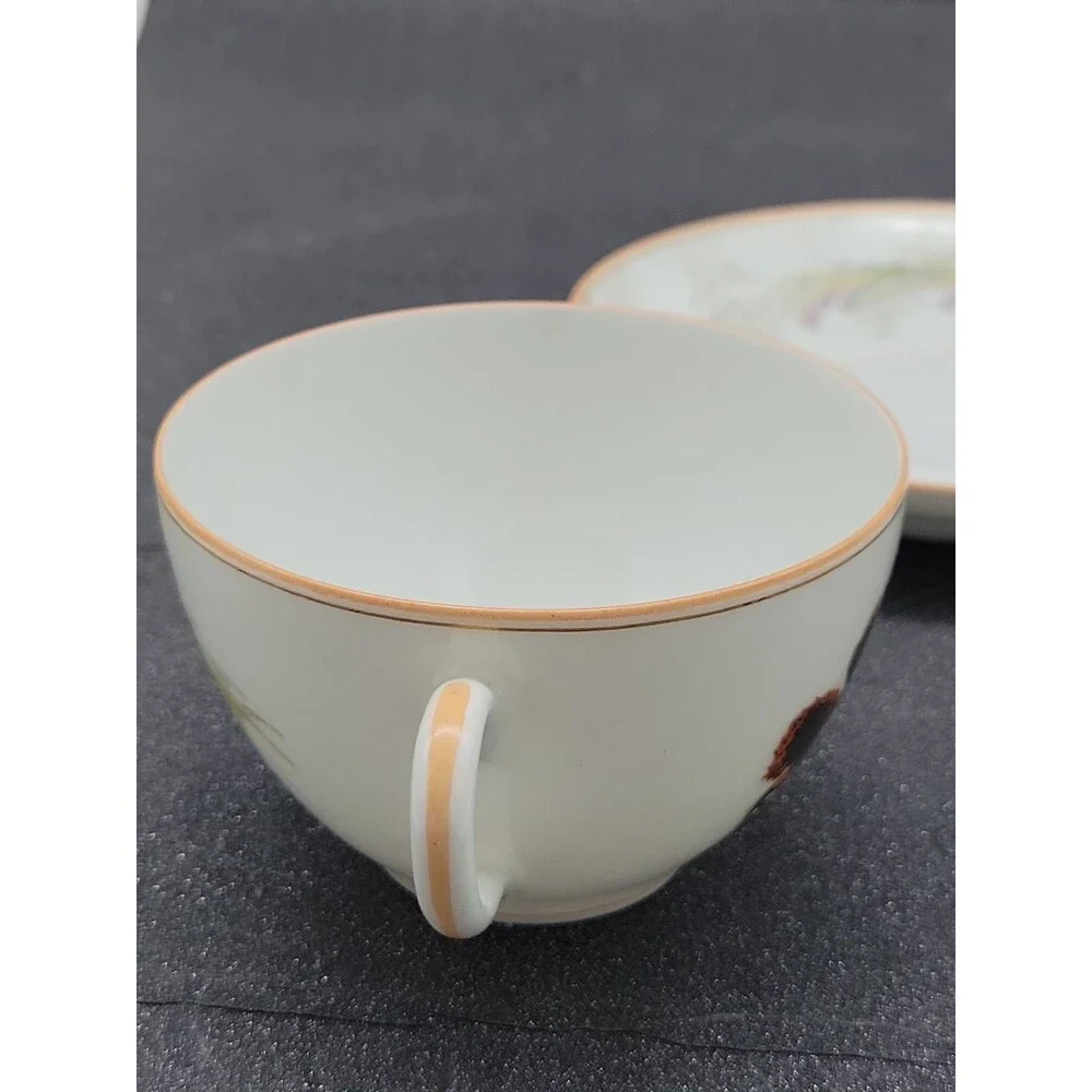 READ 2 ? Haviland Limoges ? Meadow Visitors Cup/Saucer Butterflies/Grasses